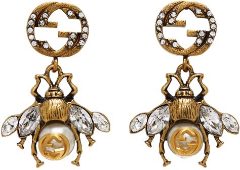 gucci bee earrings gold|gucci bumble bee earrings.